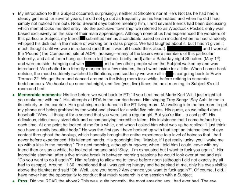 Illustration for article titled The Full Duke University "Fuck List" Thesis From A Former Female Student (UPDATE)